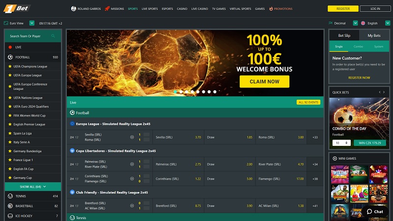 Entorno de la casa de apuestas 1Bet