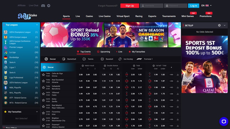 Vista de la casa de apuestas MyStake
