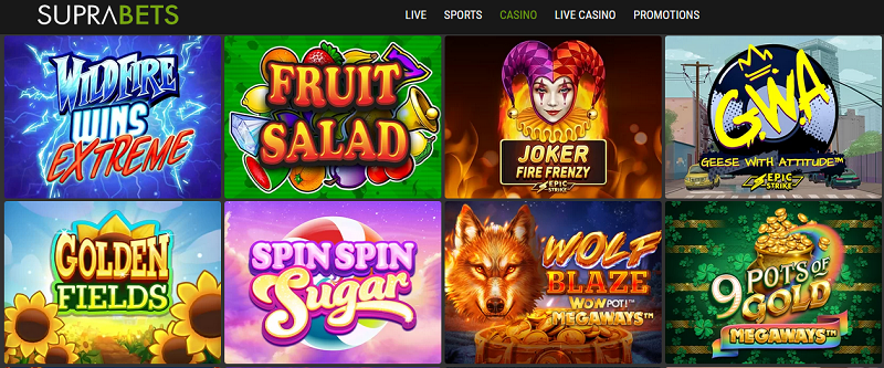 Vista previa de juegos populares en SUPRABETS casino