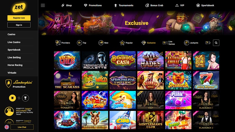 Zet Casino oferta de juegos