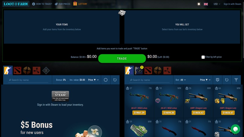 Mercado en línea de skins LOOT.Farm