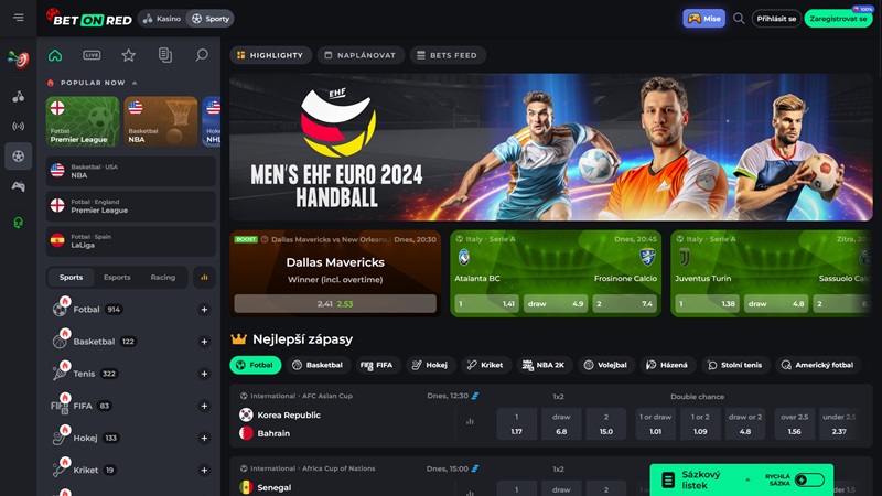 Página web del bookmaker BetOnRed