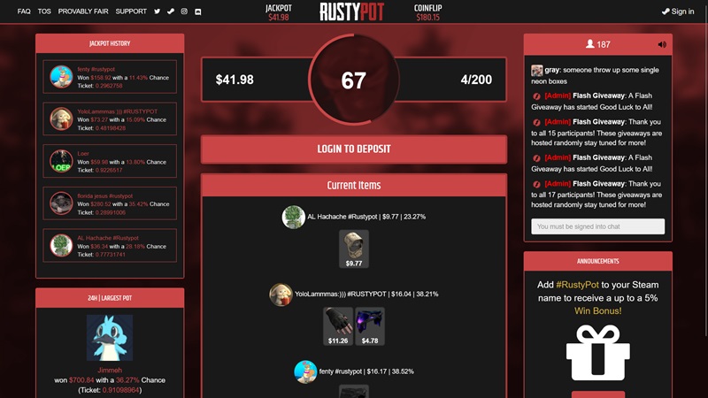 Sitio web de apuestas RustyPot