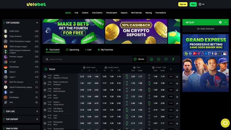 Sitio web de la casa de apuestas Velobet