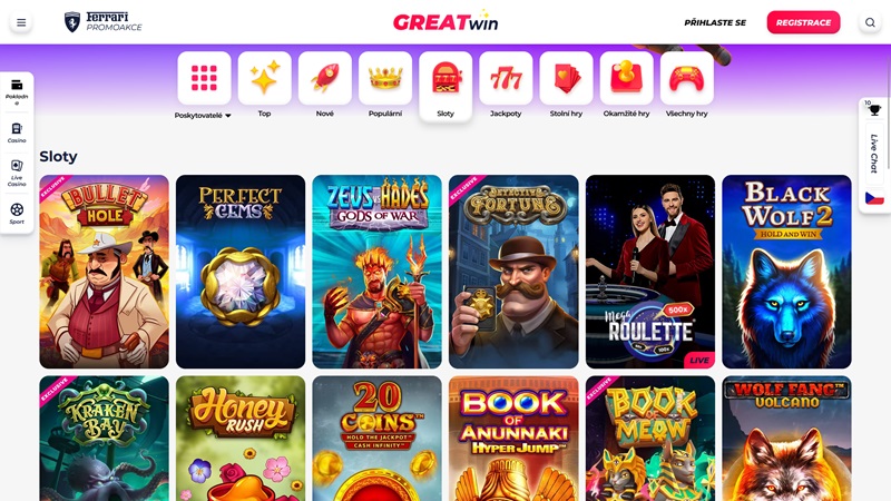 Tragaperras del casino GreatWin