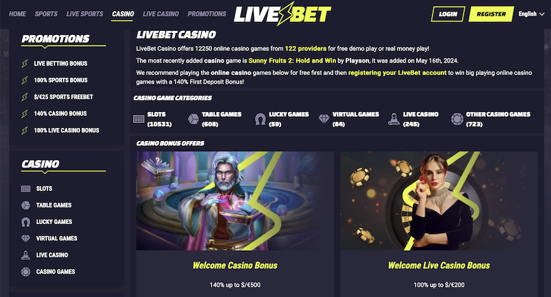 La plataforma LiveBet ofrece casino en línea y apuestas deportivas