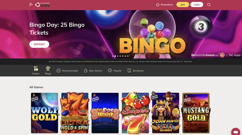 Sitio web del casino online PocketWin