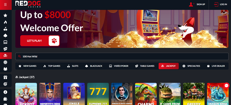 Red Dog casino úvodní stránka