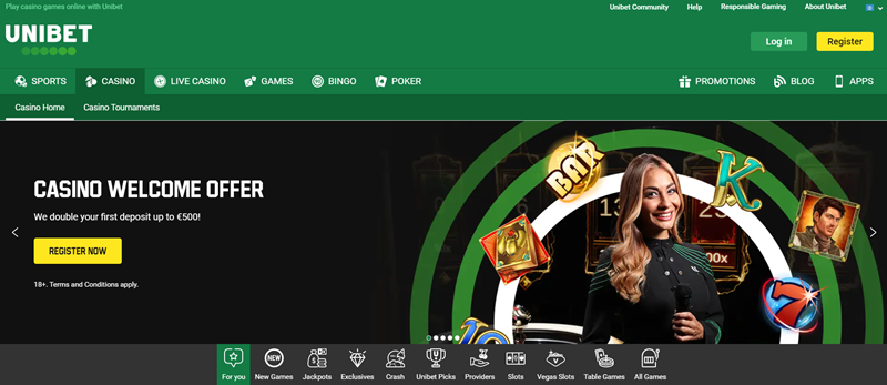 Unibet página principal