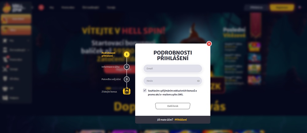 Registro de Hell Spin