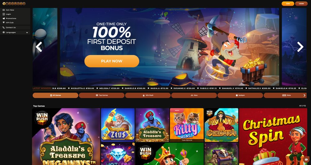 Página de inicio del casino Winorama