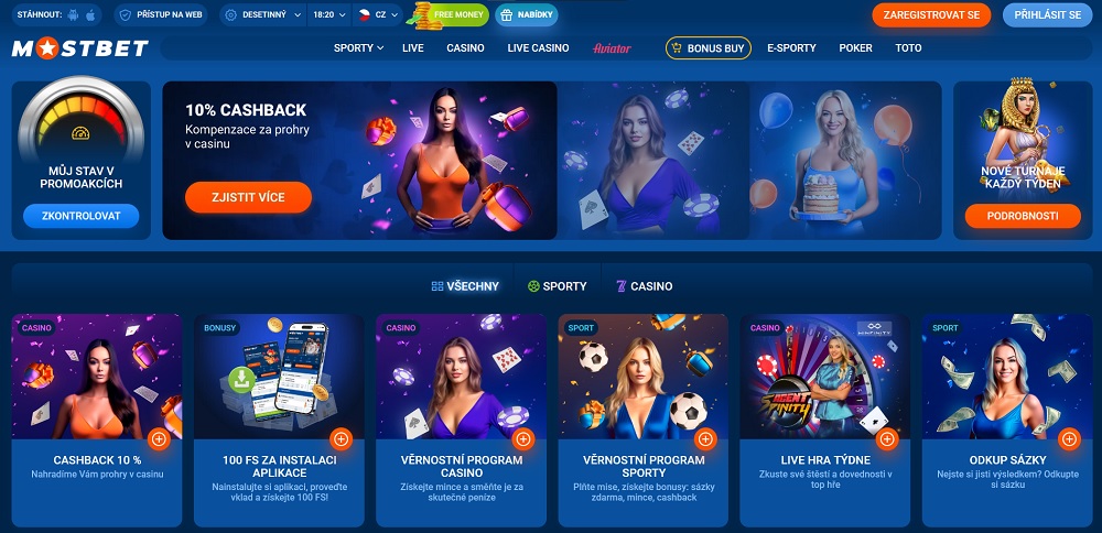 Vista previa de bonificaciones y promociones en el casino online y la casa de apuestas MostBet