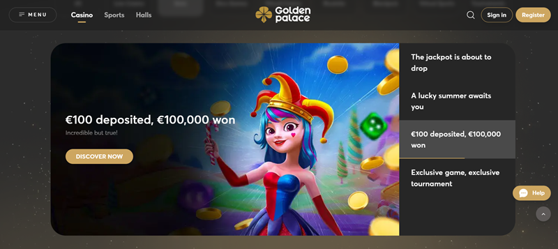 Golden Palace casino úvodní strana