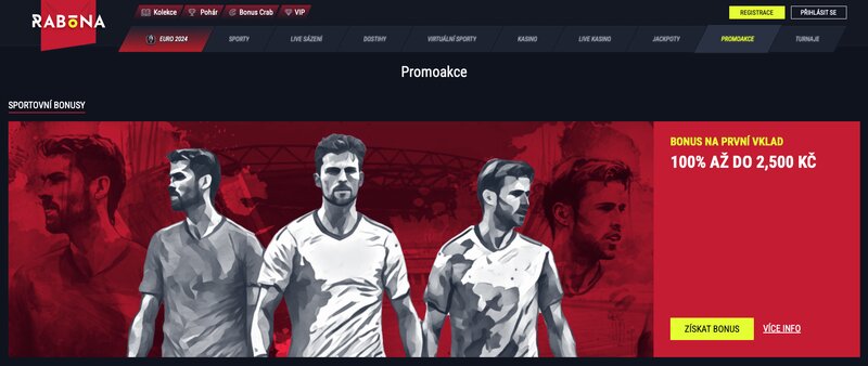 Bono por el primero depósito 100 % hasta 100 € en la casa de apuestas Rabona 