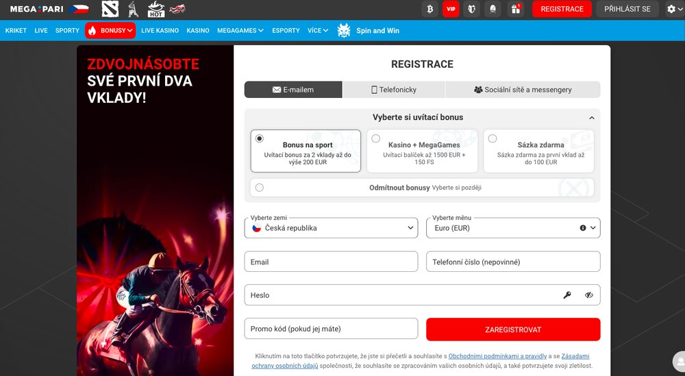Bono de bienvenida de Megapari