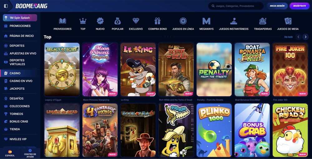 Boomerang Bet página de inicio