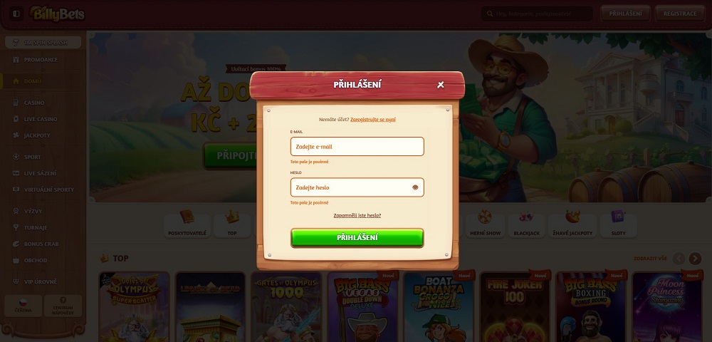 Inicio de sesión en BillyBets