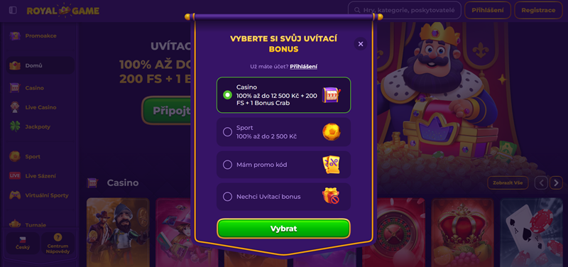Registro en Royal Game