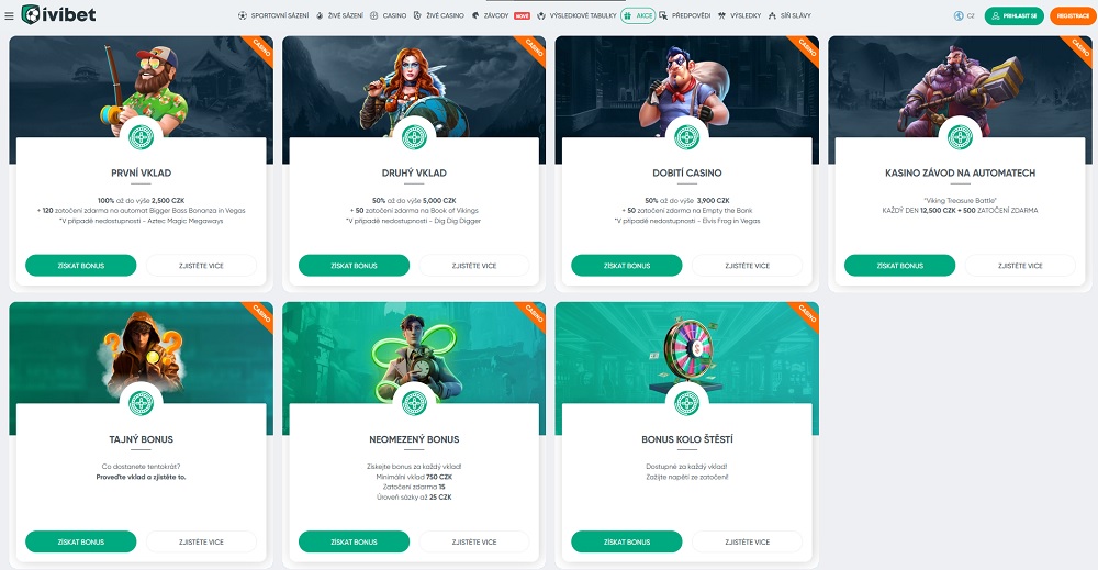 Vista de los bonos y promociones con free spins en el casino en línea Ivibet