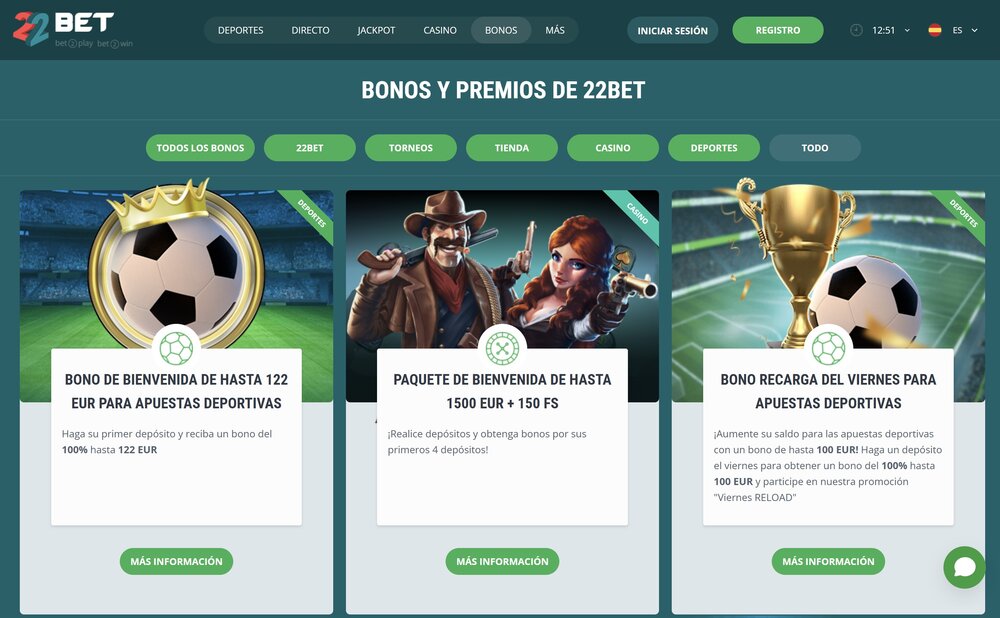 22BET bonos