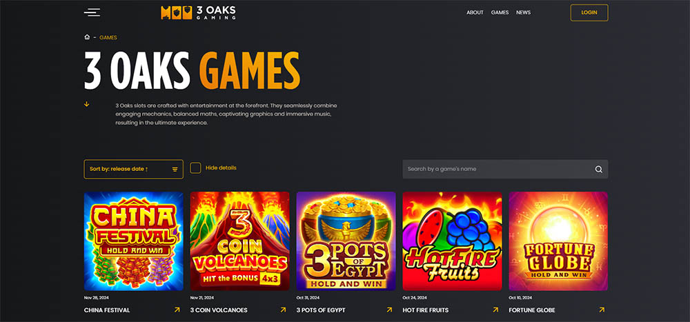 Desarrollador de juegos 3 Oaks Gaming