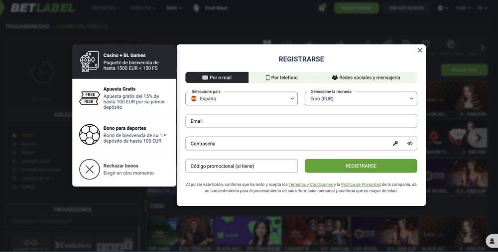 Betlabel registro