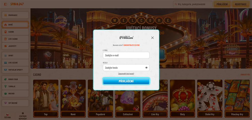 Inicio de sesión en el casino Spin247