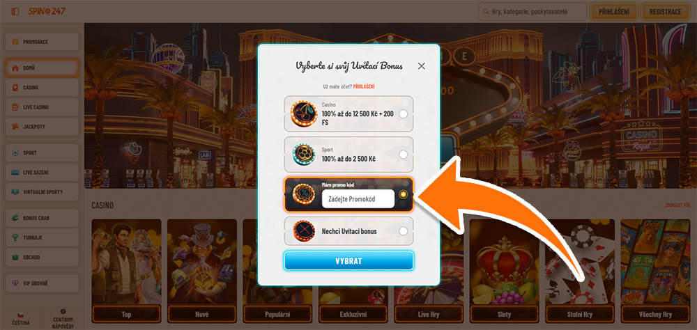 Código promocional de Spin247