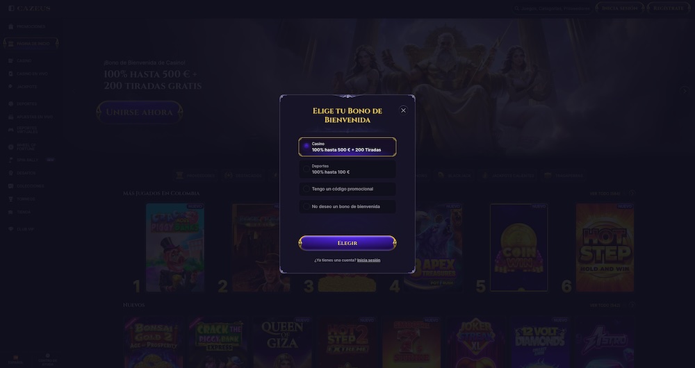 Cazeus código promocional