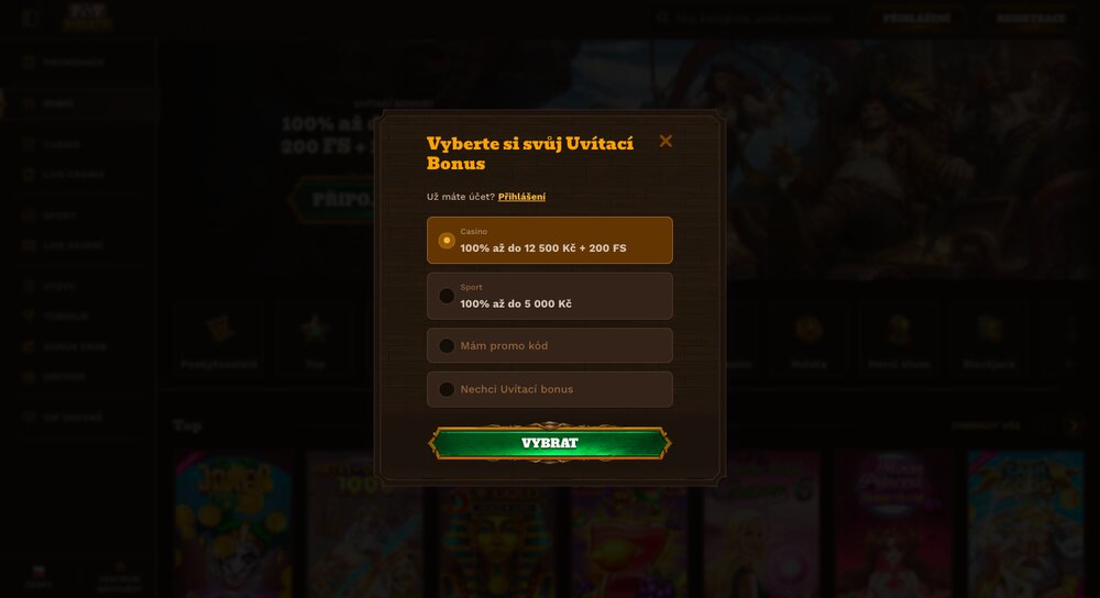 Registrace casino FatPirate