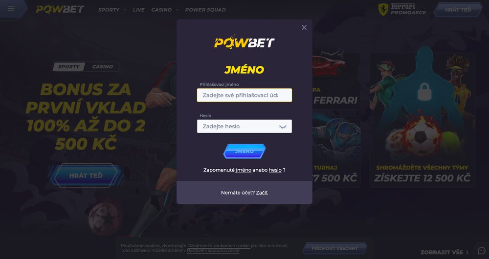 Inicio de sesión en el casino Powbet
