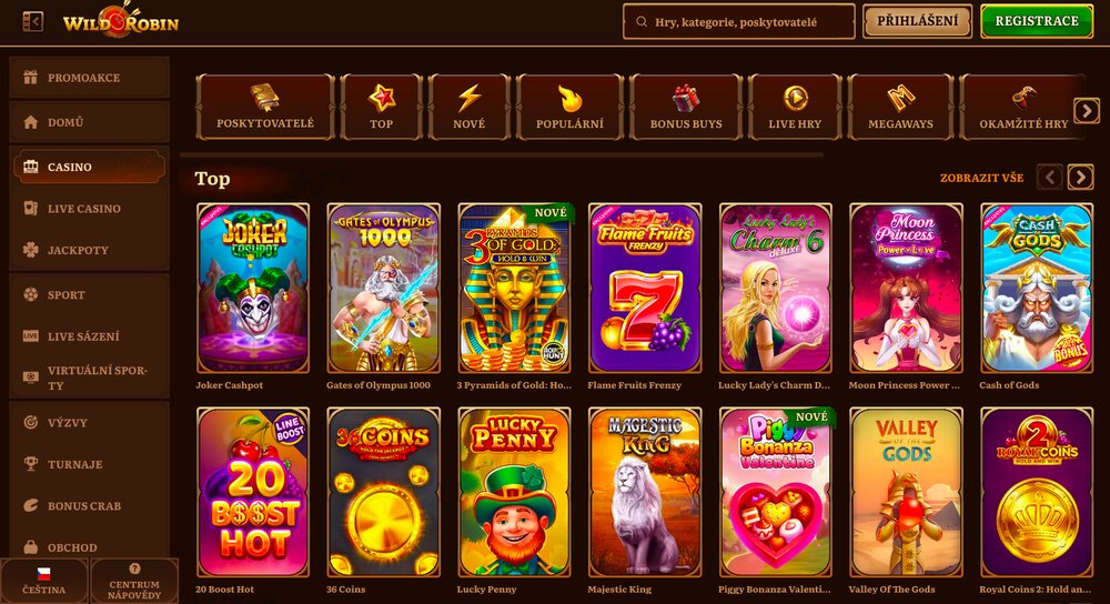 Tragaperras en el casino Wild Robin
