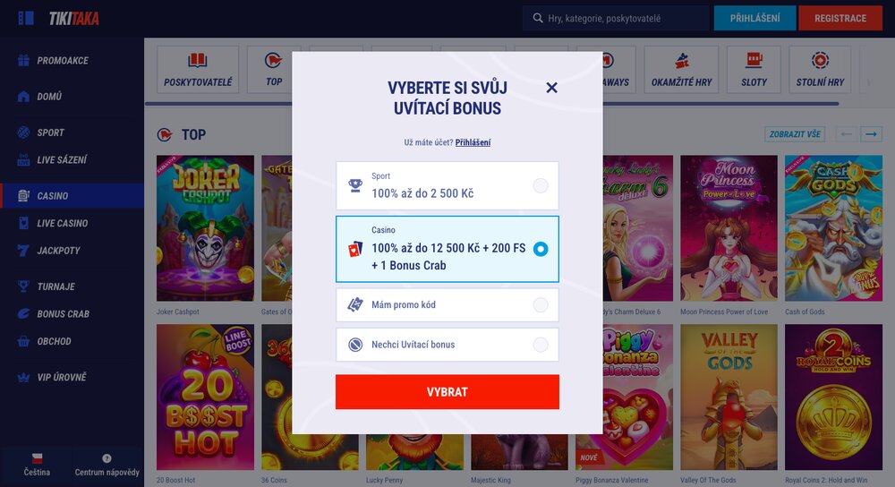 Registro en el casino y casa de apuestas TikiTaka