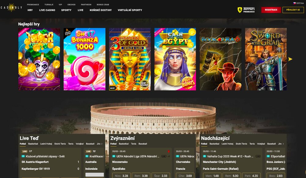 Casinoly vista del sitio