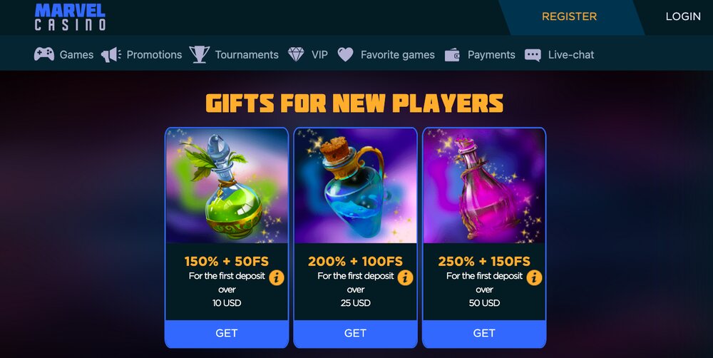 Bonos de bienvenida de Marvel Casino