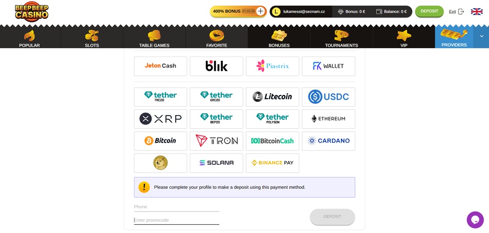 Campo para introducir un código promocional