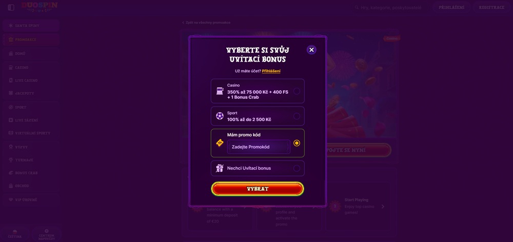 Código promocional de Duospin