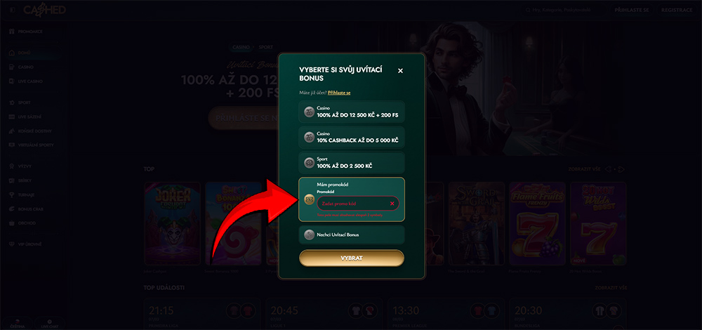 Código promocional de Cashed