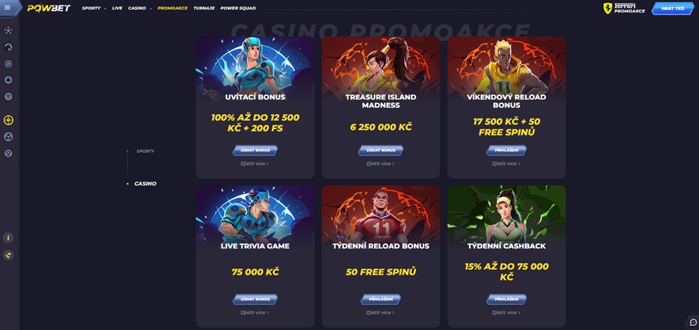 Bonos en el casino Powbet