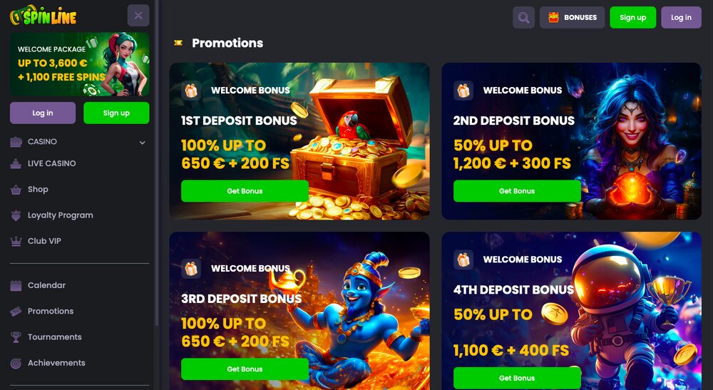 Oferta de bonificación del casino Spinline
