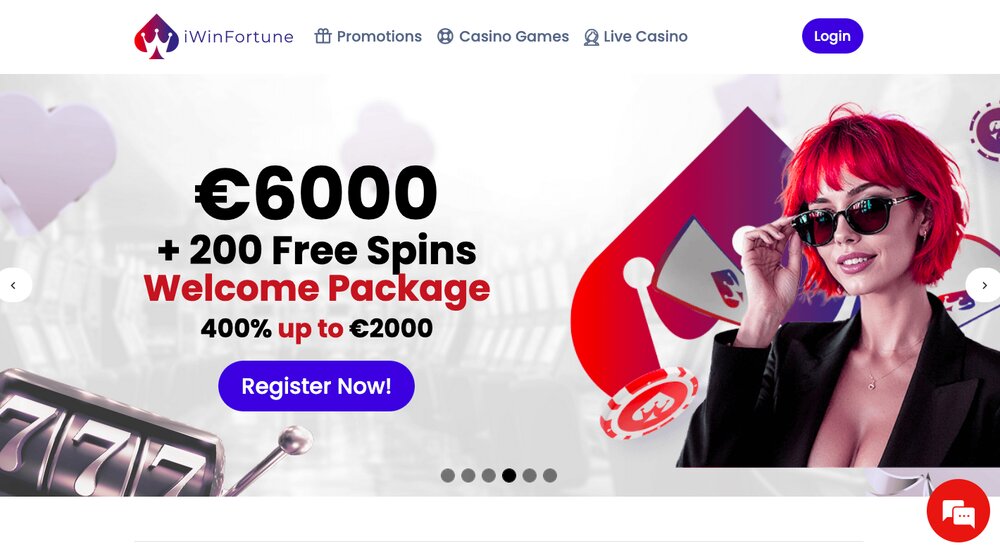 iWinFortune vista del sitio web