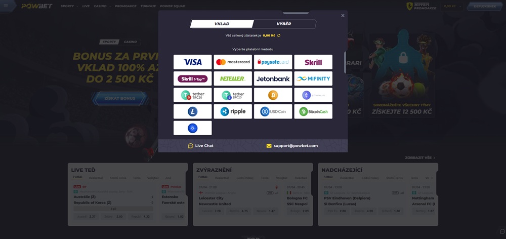 Powbet depósito y retiro de dinero