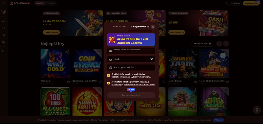 Registro en Roman Casino