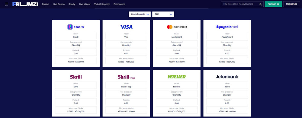 Frumzi – depósito y retiro de dinero