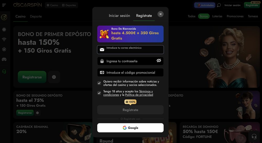 Oscarspin registro