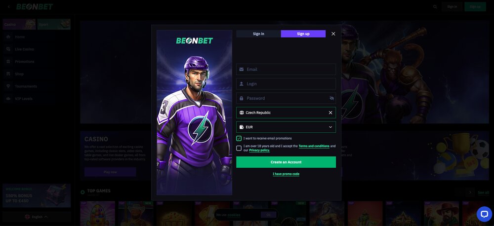 BeonBet – registro