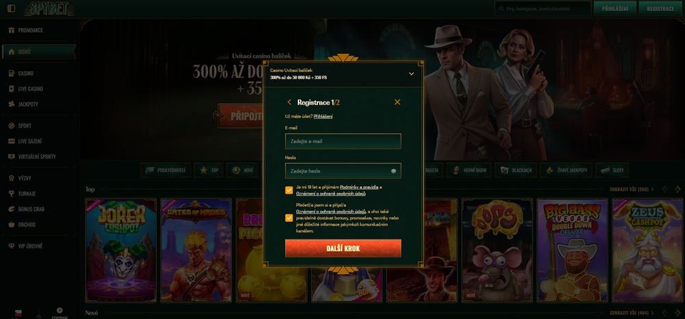 Registro en el casino Spybet