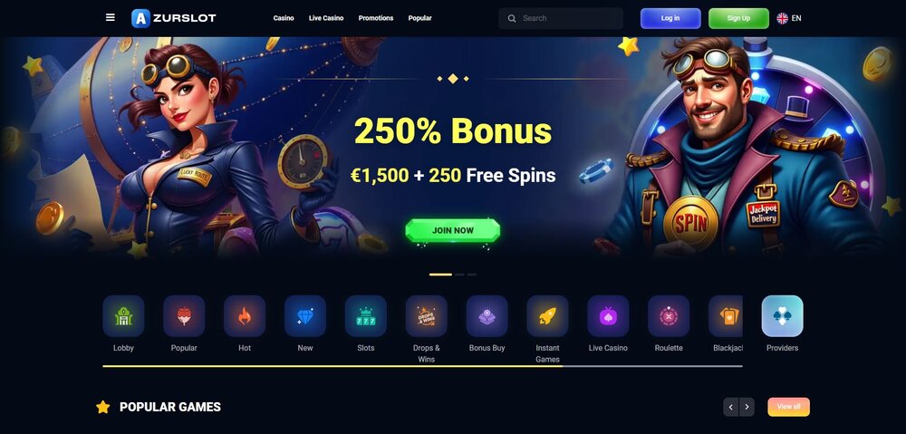 página principal del casino AzurSlot