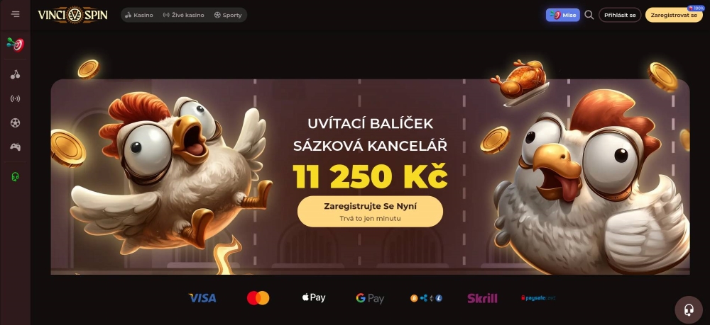 Paquete de bienvenida de la casa de apuestas Vinci Spin para nuevos apostadores 