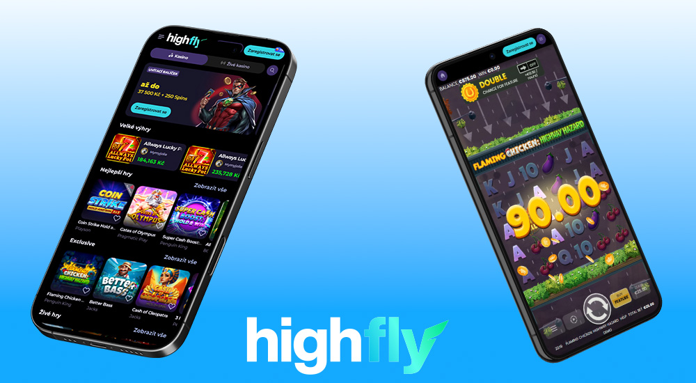 Vista previa de la interfaz adaptable del casino online y la casa de apuestas HighFlyBet